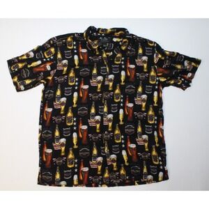 C&B Sport Men's American Flag Beer Hawaiian Shirt Size Large